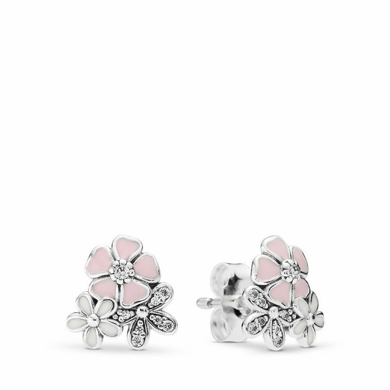 Pandora Poetic Blooms Stud Earrings - Sterling Silver/Enamel/Pink/Cubic Zirconia - Canada | WQ1702IU